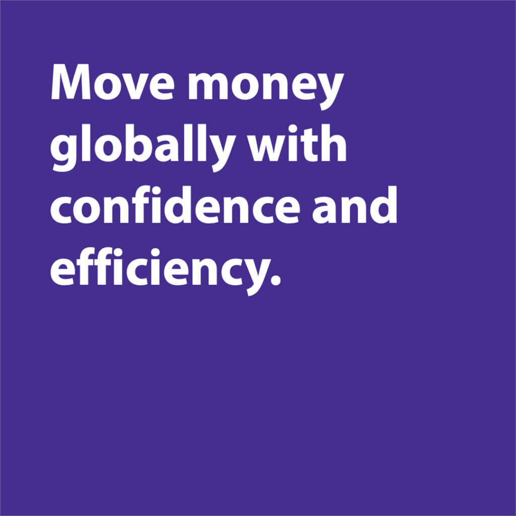 Move money globally with confidence and efficiency.